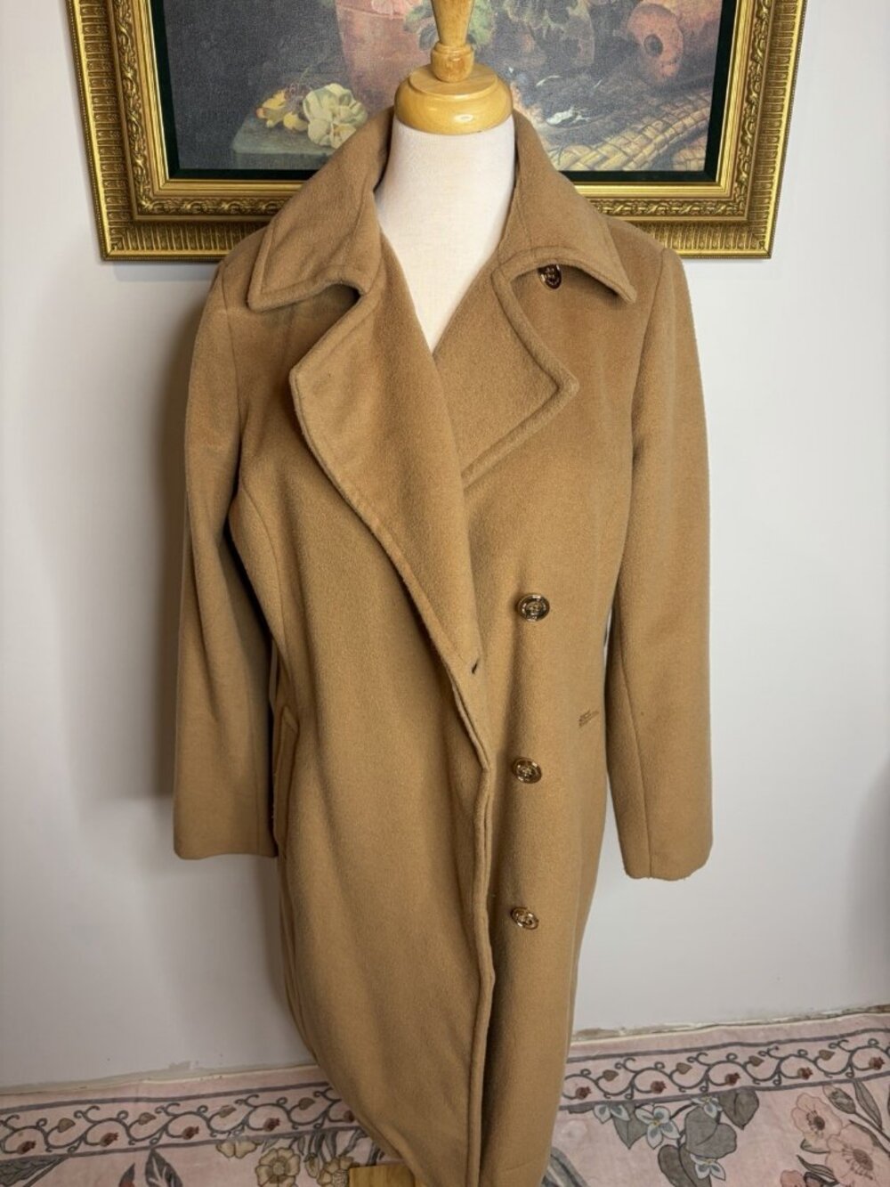 MICHAEL Michael Kors Camel Tan Double Breasted Chain Trench Coat Size L